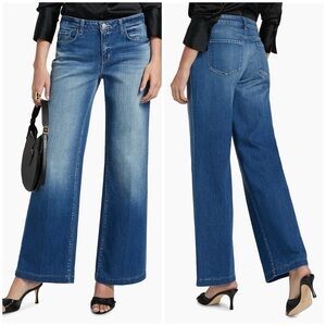 New L’Agence Joanne Low Rise Wide Leg Jeans Palermo Dark Wash Sz 24